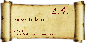 Lesko Irén névjegykártya